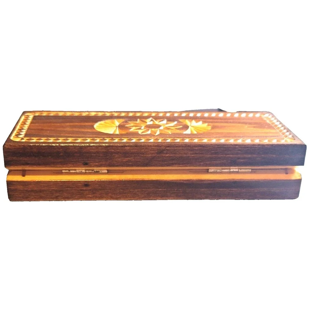 Hand Made Wooden Chip Art 2 Pen Box 6 5/8